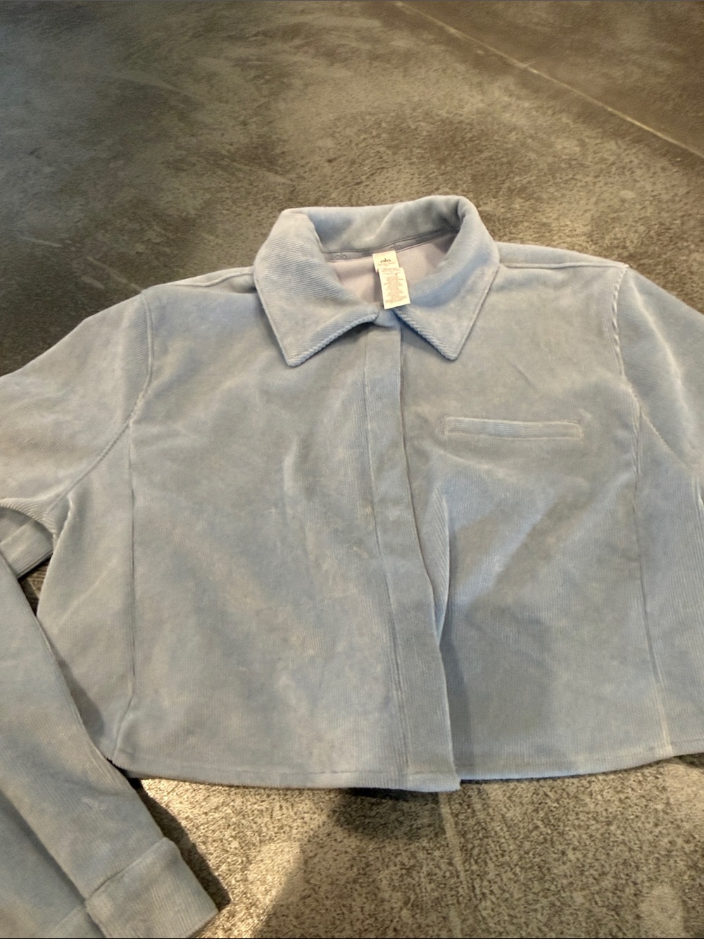 ALO Yoga Light Blue Corduroy Cropped Jacket